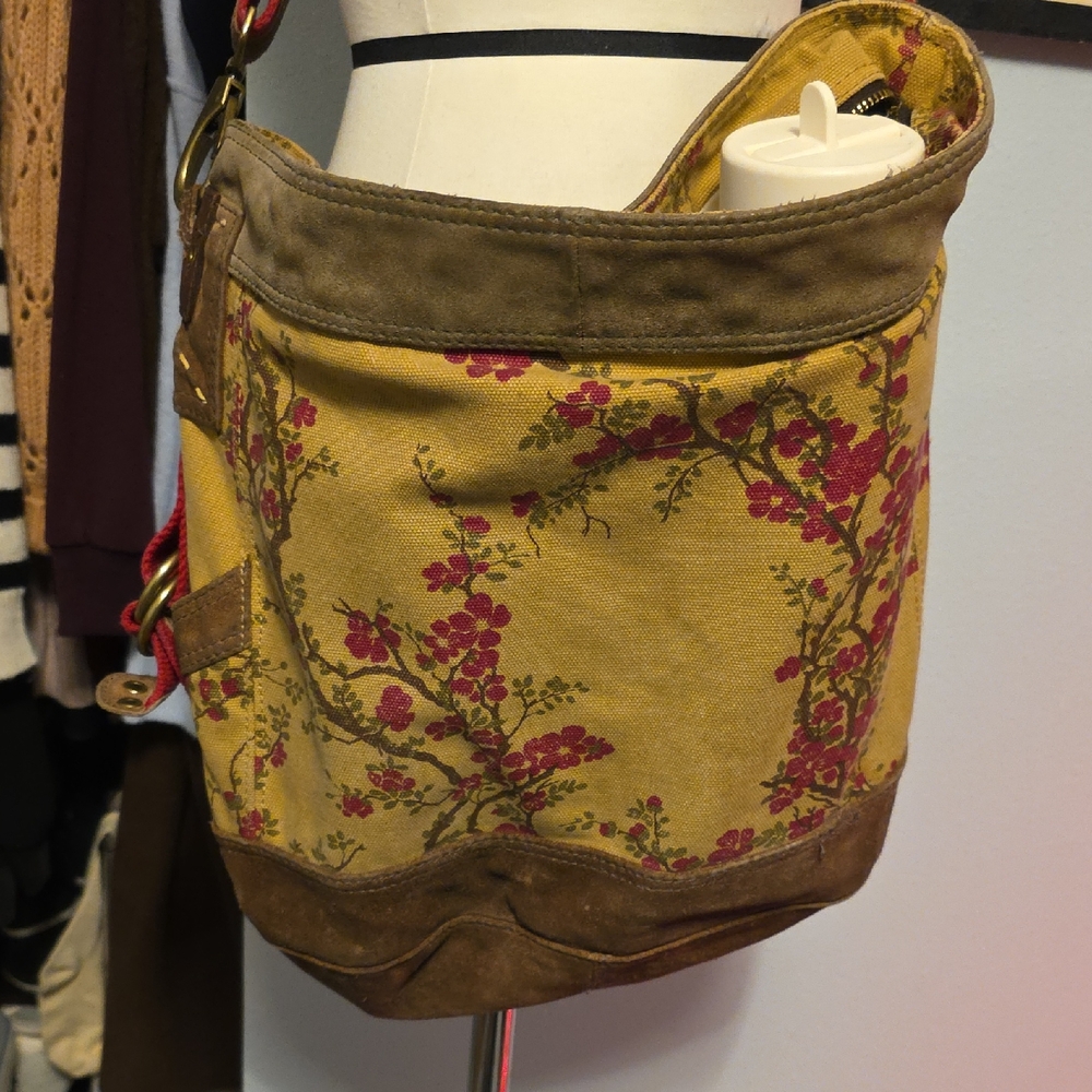 Lucky Brand Yellow and Red Floral Shoulder Bag